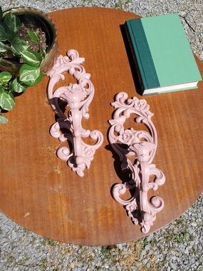 Homco Pink Ornate Floral Wall Hooks - Pair